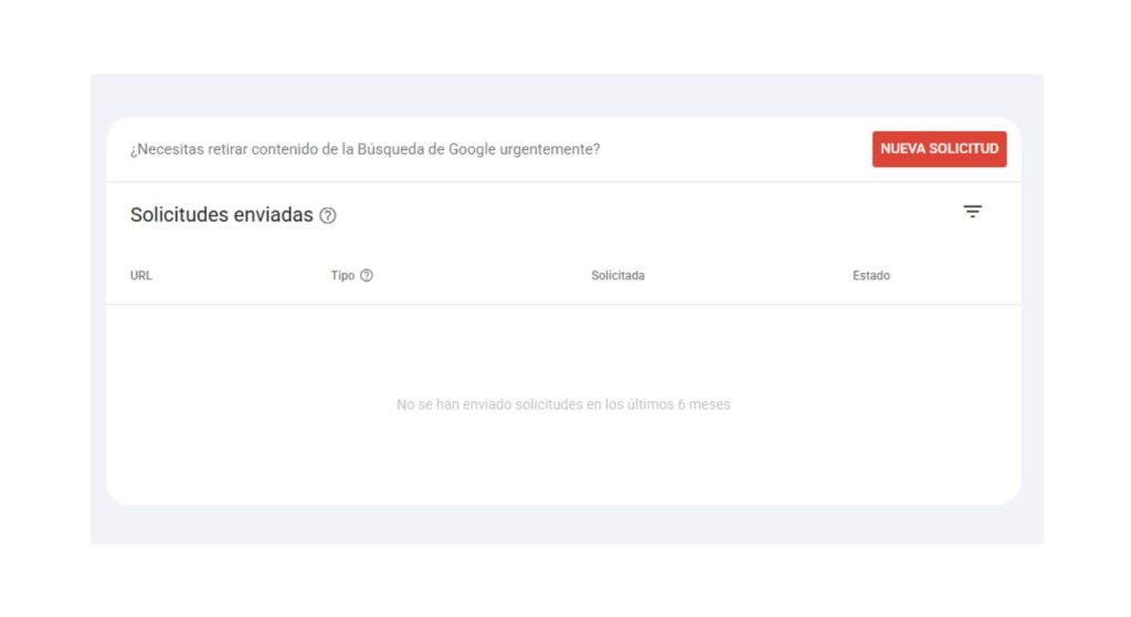 que Google elimine una página